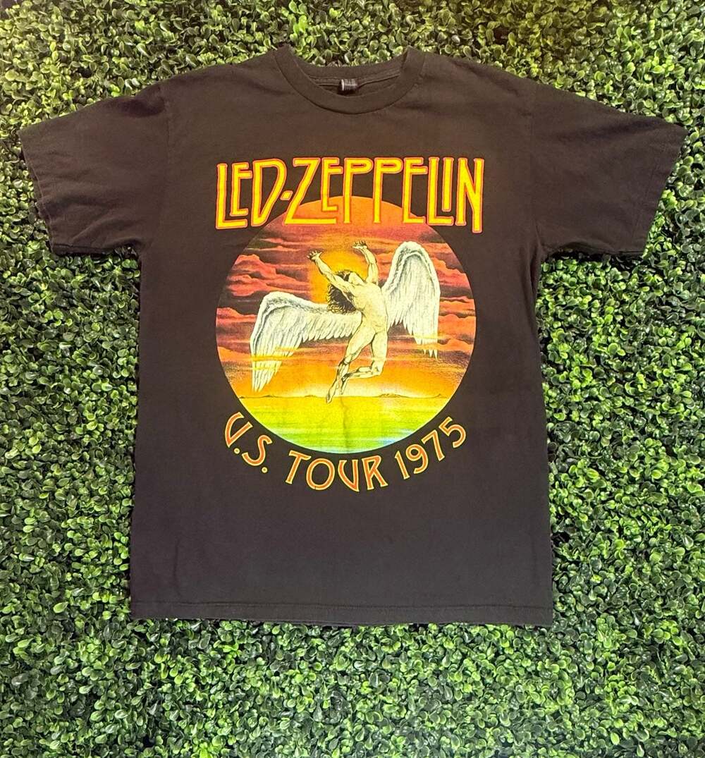 Led Zeppelin US Tour 1975 Band Graphic T-Shirt Black